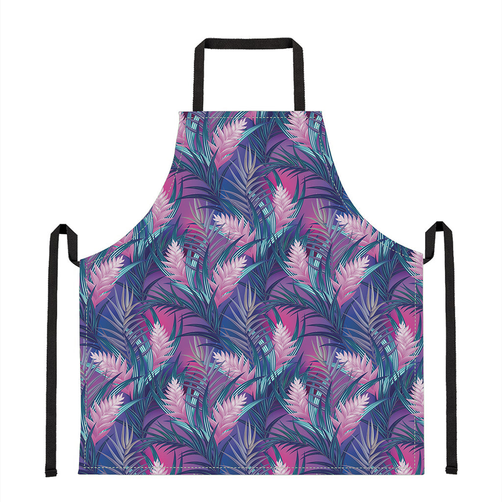 Teal And Pink Tropical Floral Print Apron