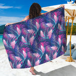 Teal And Pink Tropical Floral Print Beach Sarong Wrap