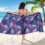 Teal And Pink Tropical Floral Print Beach Sarong Wrap