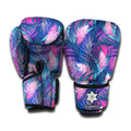 Teal And Pink Tropical Floral Print Boxing Gloves