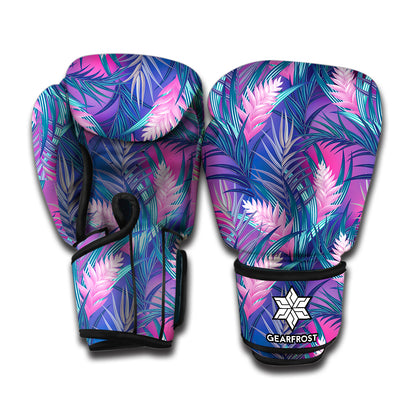 Teal And Pink Tropical Floral Print Boxing Gloves