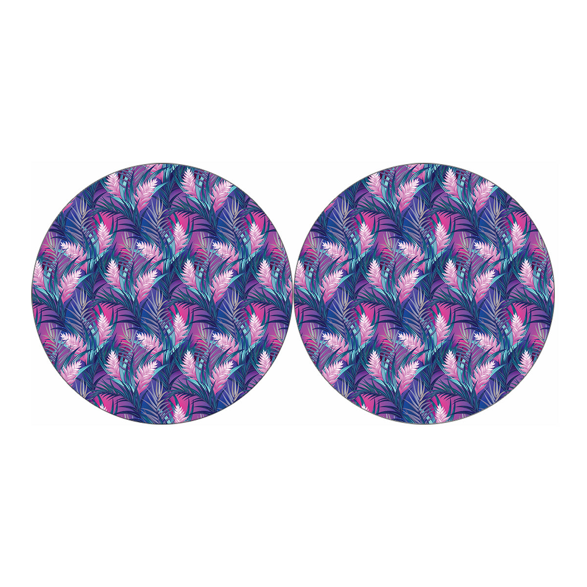 Teal And Pink Tropical Floral Print Car Coasters
