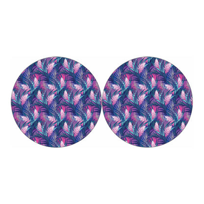 Teal And Pink Tropical Floral Print Car Coasters