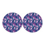 Teal And Pink Tropical Floral Print Car Coasters