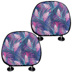 Teal And Pink Tropical Floral Print Car Headrest Covers