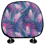 Teal And Pink Tropical Floral Print Car Headrest Covers