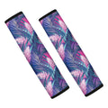 Teal And Pink Tropical Floral Print Car Seat Belt Covers