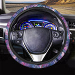 Teal And Pink Tropical Floral Print Car Steering Wheel Cover