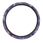 Teal And Pink Tropical Floral Print Car Steering Wheel Cover