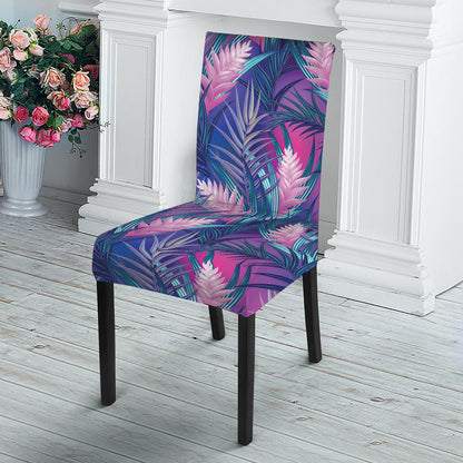 Teal And Pink Tropical Floral Print Dining Chair Slipcover