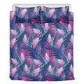 Teal And Pink Tropical Floral Print Duvet Cover Bedding Set