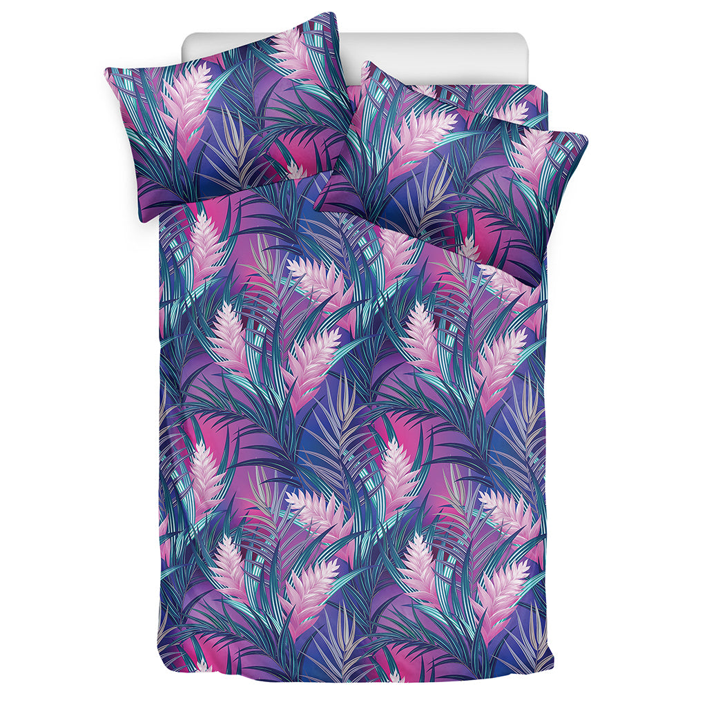 Teal And Pink Tropical Floral Print Duvet Cover Bedding Set
