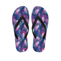 Teal And Pink Tropical Floral Print Flip Flops