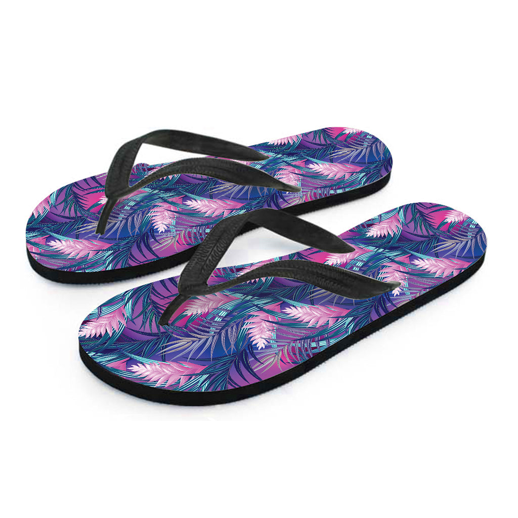 Teal And Pink Tropical Floral Print Flip Flops