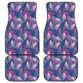 Teal And Pink Tropical Floral Print Front and Back Car Floor Mats