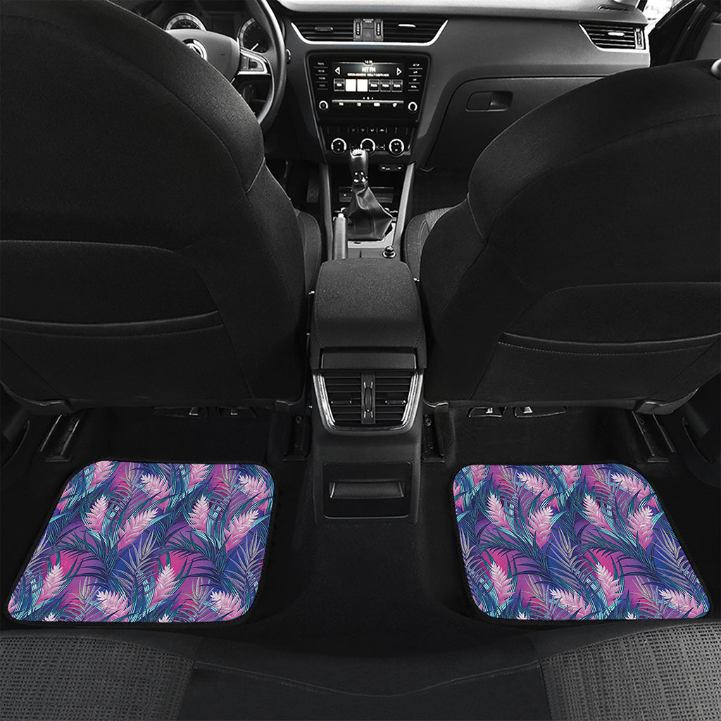 Teal And Pink Tropical Floral Print Front and Back Car Floor Mats