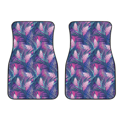 Teal And Pink Tropical Floral Print Front Car Floor Mats