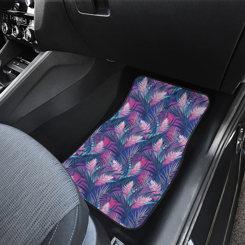 Teal And Pink Tropical Floral Print Front Car Floor Mats