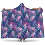 Teal And Pink Tropical Floral Print Hooded Blanket