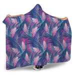 Teal And Pink Tropical Floral Print Hooded Blanket