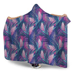 Teal And Pink Tropical Floral Print Hooded Blanket
