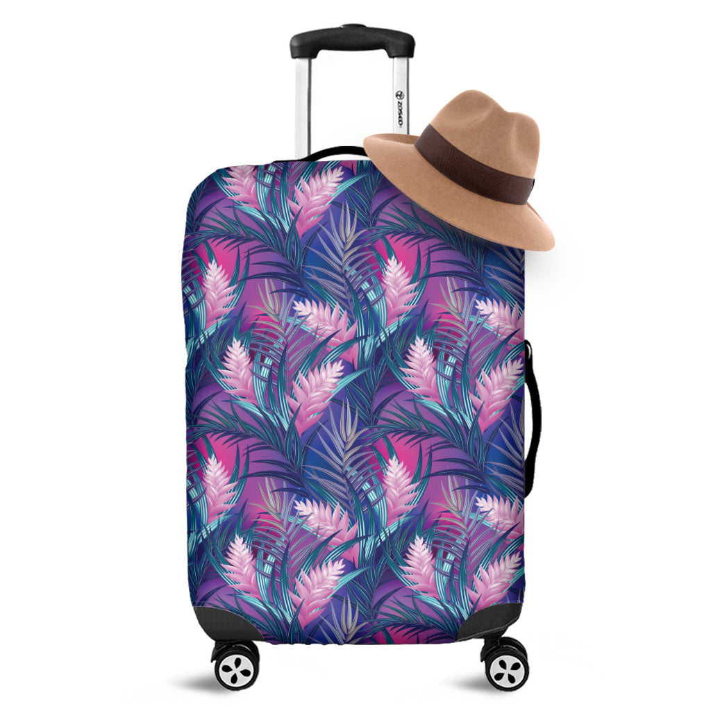 Teal And Pink Tropical Floral Print Luggage Cover