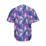 Teal And Pink Tropical Floral Print Men's Baseball Jersey