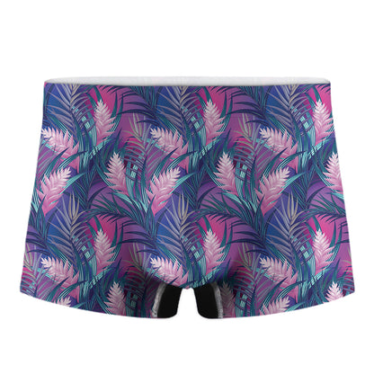 Teal And Pink Tropical Floral Print Men's Boxer Briefs