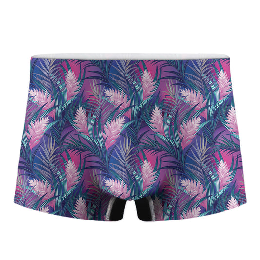Teal And Pink Tropical Floral Print Men's Boxer Briefs