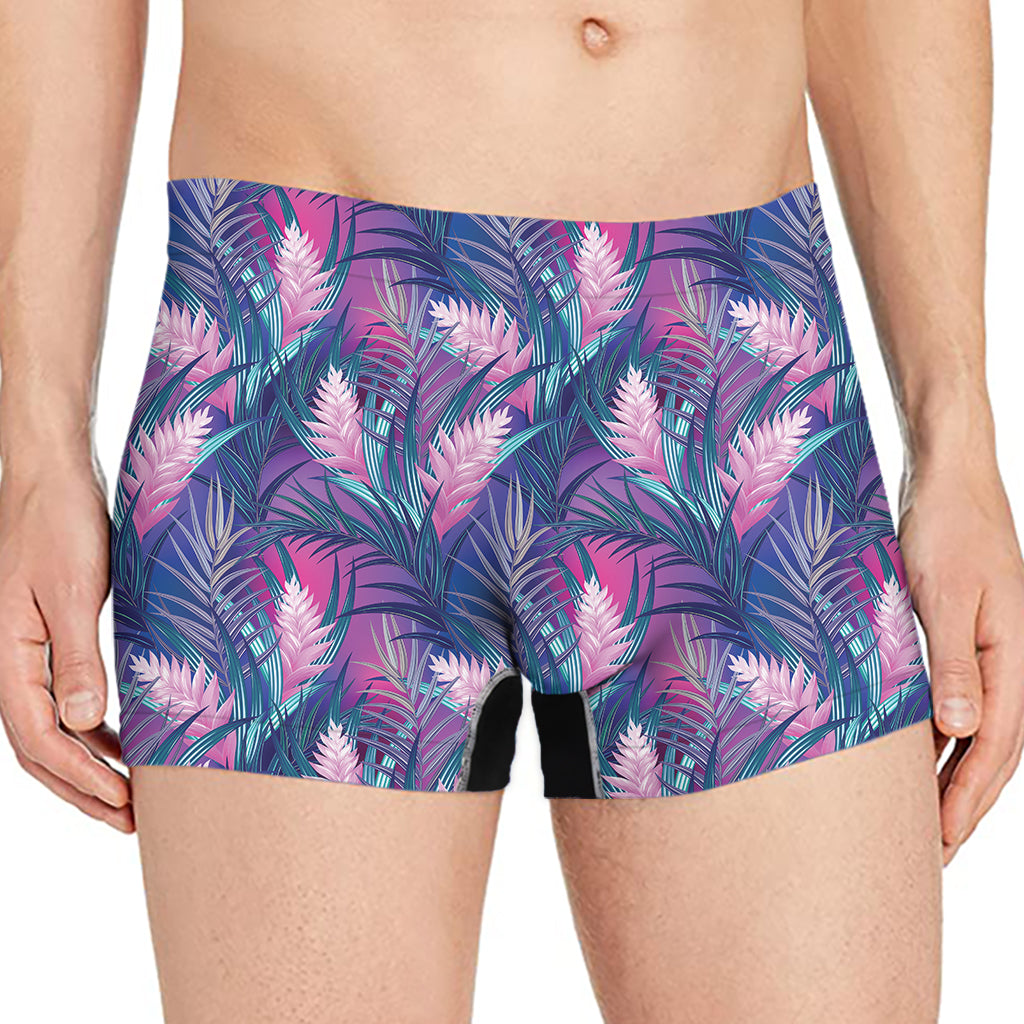 Teal And Pink Tropical Floral Print Men's Boxer Briefs