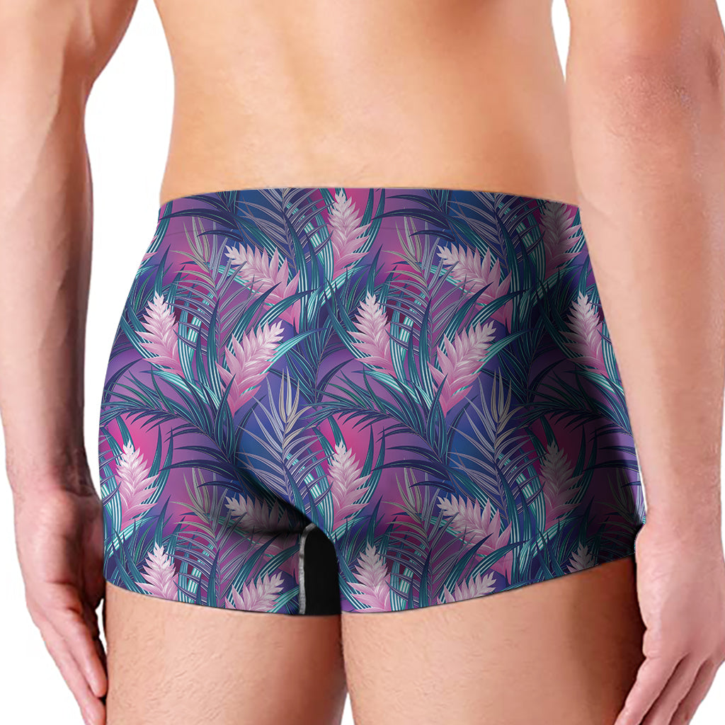 Teal And Pink Tropical Floral Print Men's Boxer Briefs