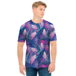 Teal And Pink Tropical Floral Print Men's T-Shirt