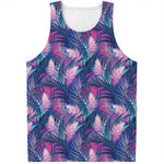 Teal And Pink Tropical Floral Print Men's Tank Top