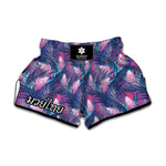 Teal And Pink Tropical Floral Print Muay Thai Boxing Shorts