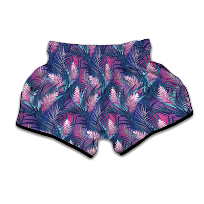 Teal And Pink Tropical Floral Print Muay Thai Boxing Shorts