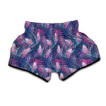 Teal And Pink Tropical Floral Print Muay Thai Boxing Shorts