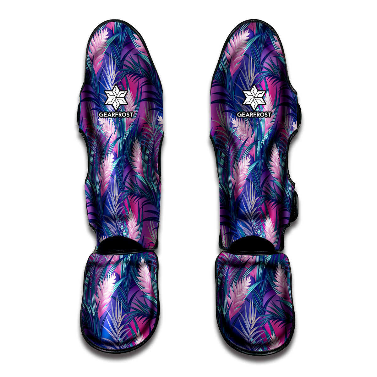 Teal And Pink Tropical Floral Print Muay Thai Shin Guard