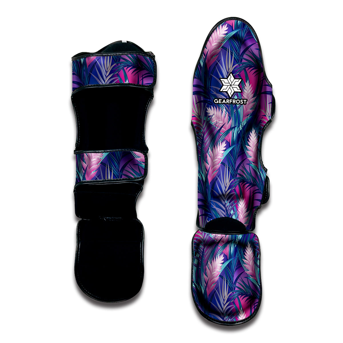 Teal And Pink Tropical Floral Print Muay Thai Shin Guard