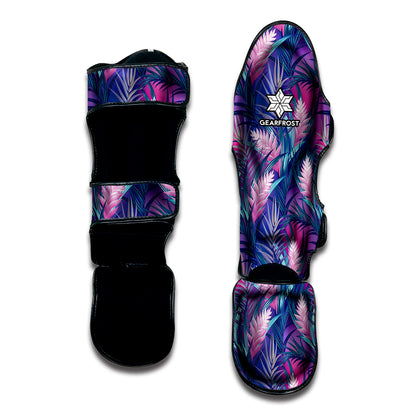 Teal And Pink Tropical Floral Print Muay Thai Shin Guard