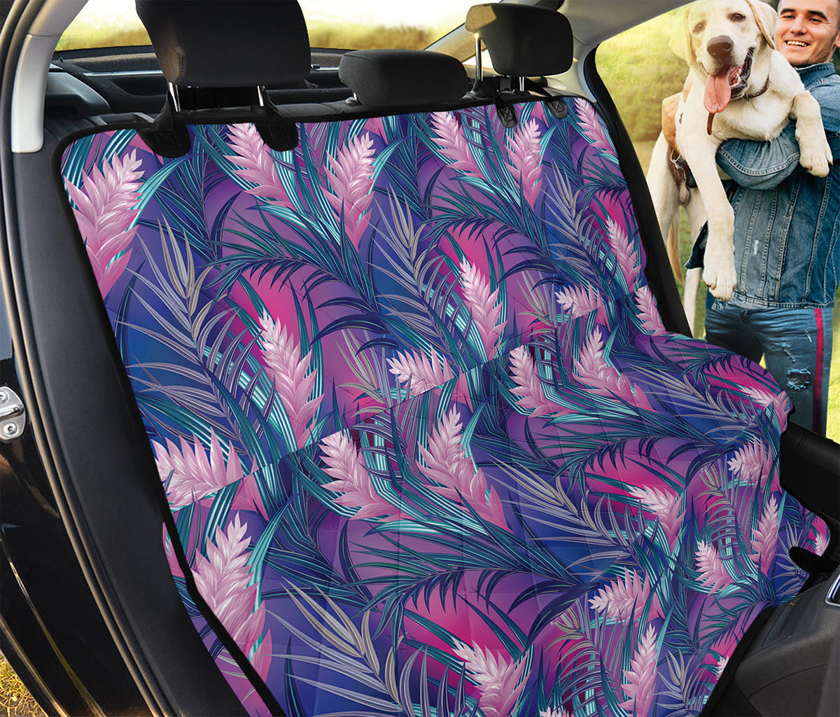 Teal And Pink Tropical Floral Print Pet Car Back Seat Cover