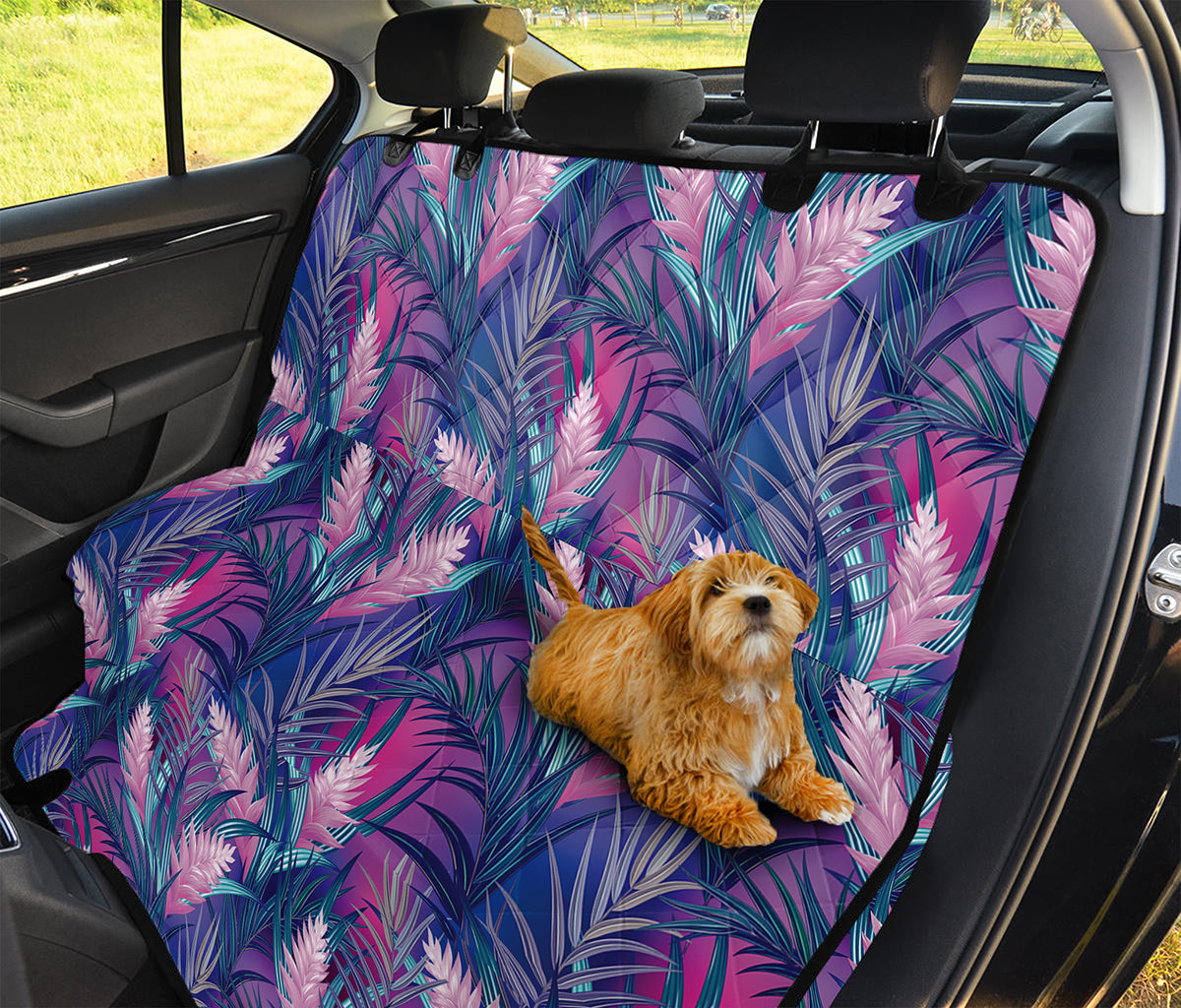 Teal And Pink Tropical Floral Print Pet Car Back Seat Cover