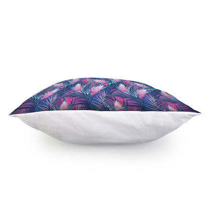 Teal And Pink Tropical Floral Print Pillow Cover