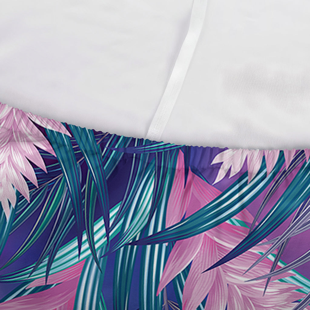 Teal And Pink Tropical Floral Print Sofa Cover