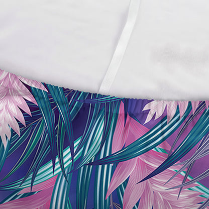 Teal And Pink Tropical Floral Print Sofa Cover