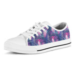 Teal And Pink Tropical Floral Print White Low Top Shoes