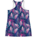 Teal And Pink Tropical Floral Print Women's Racerback Tank Top