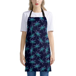 Teal And Purple Dragonfly Pattern Print Apron