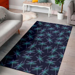 Teal And Purple Dragonfly Pattern Print Area Rug