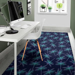 Teal And Purple Dragonfly Pattern Print Area Rug