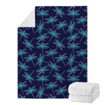 Teal And Purple Dragonfly Pattern Print Blanket